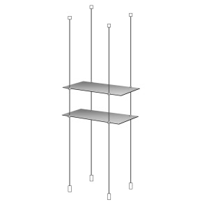 Suspended Shelving - 2 Acrylic Shelves & Cables - Complete Kit with 3 Shelf Sizes (DS230/1)
