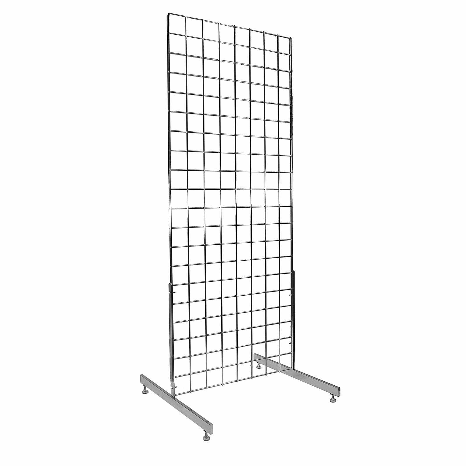 Grid Panel - 2 Way Floor Standing Chrome Display Retail Shop Fittings (E3J5) 