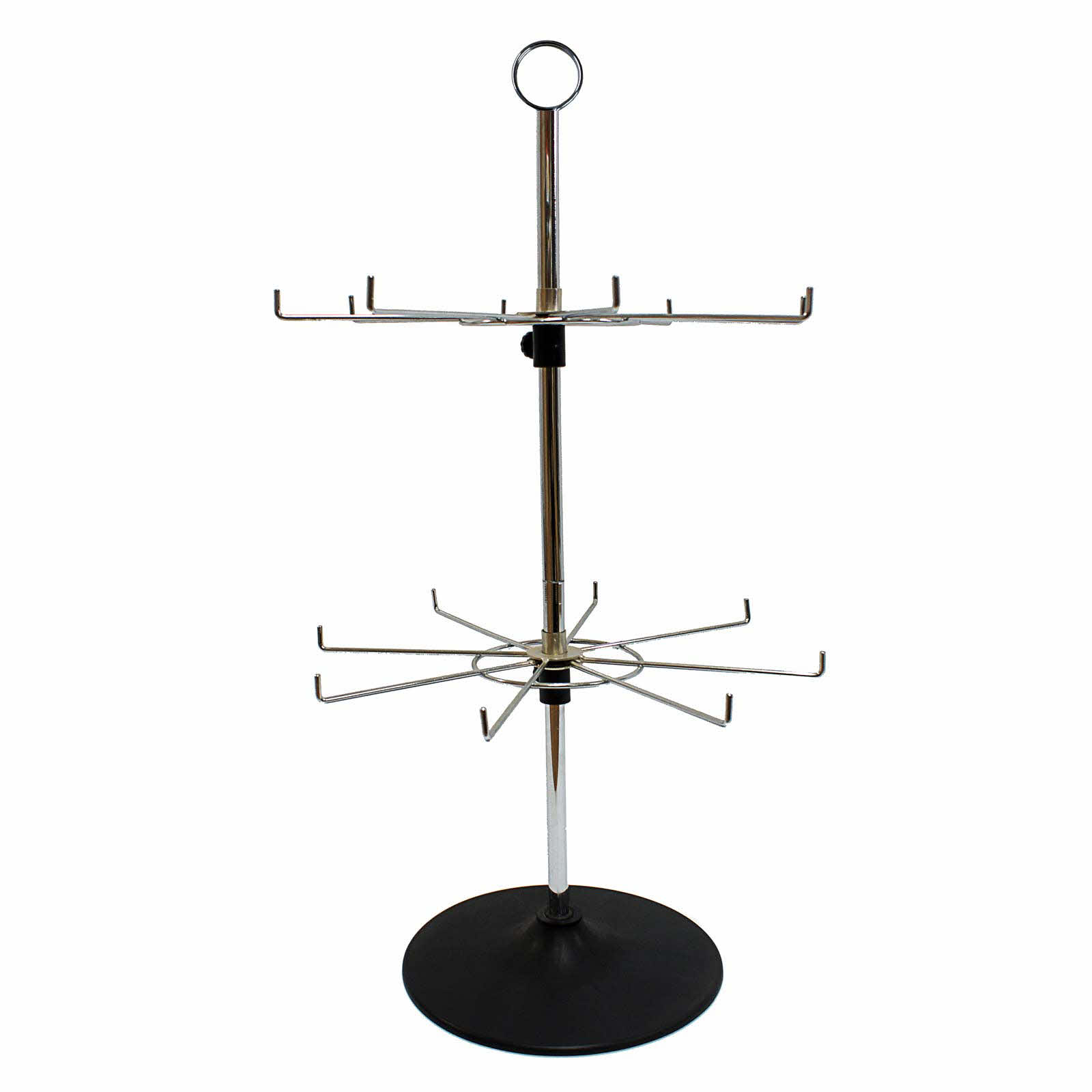 Rotary Hat Display - 2 Adjustable Millinery Tiers Counter Stand in Chrome (J3) 