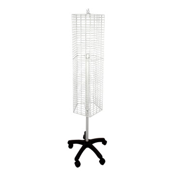 Mesh Panel Rotary Merchandise Display - 5 Sides in White (K27W)