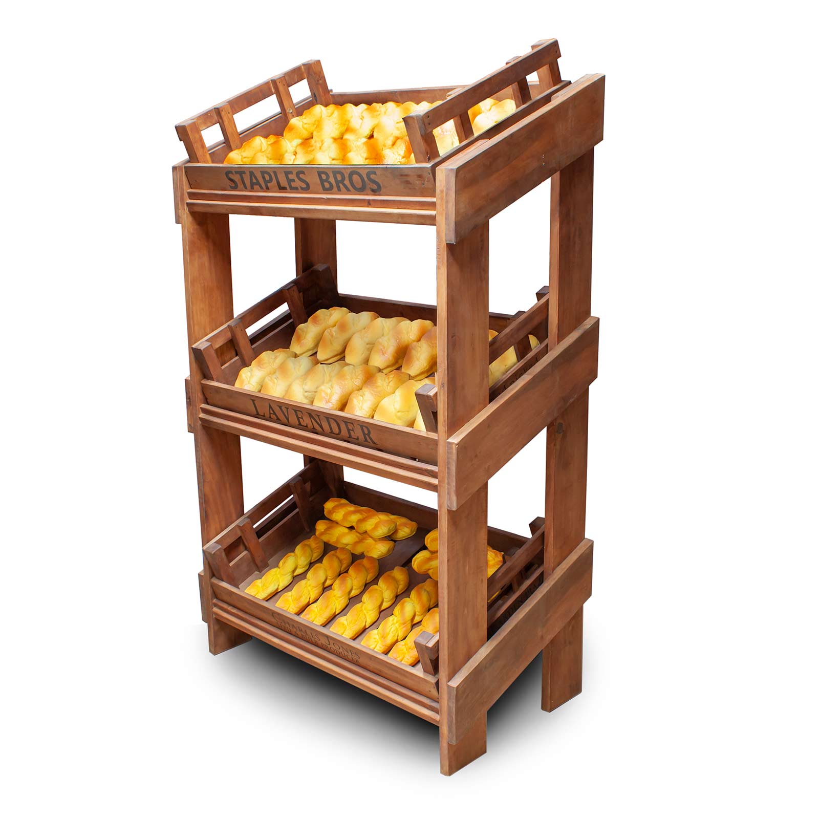 Rustic Display Rack with 3 Removable Trays for Shop, Retail & Kitchen (BK8)