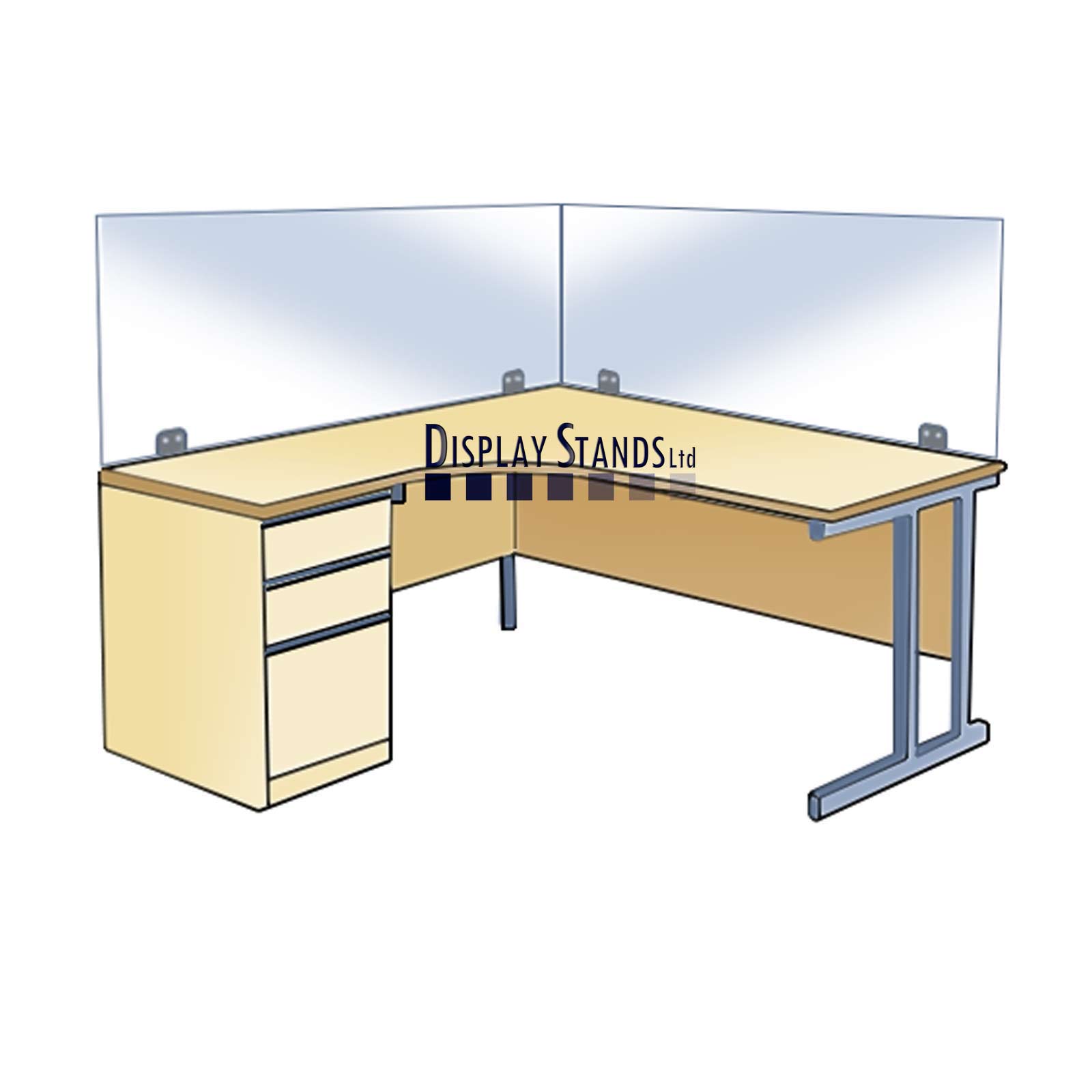 Desk Clamp for Desk Guard System Sneeze Guards for Desk & Table Mounting 38mm SOLD INDIVIDUALLY