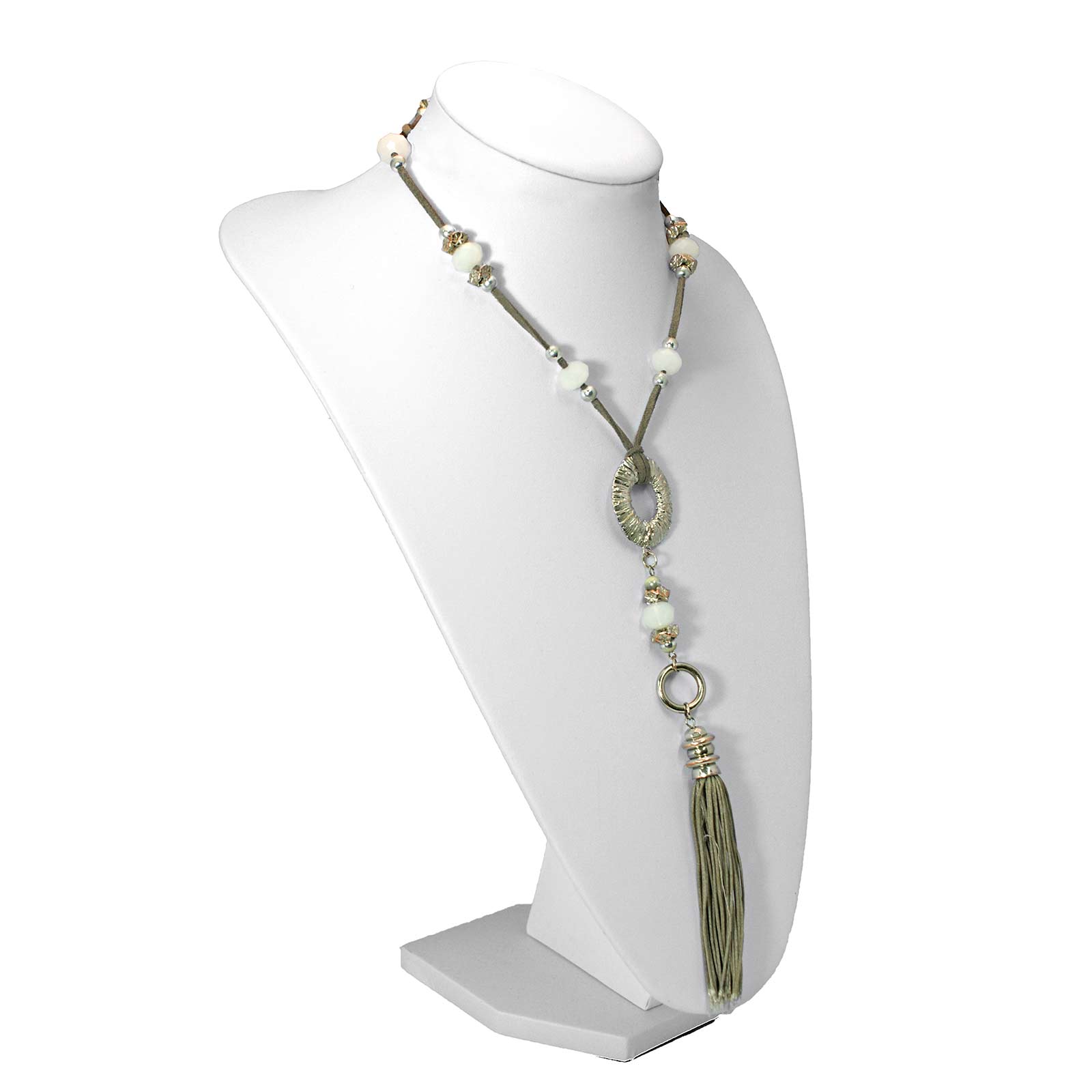 Necklace Display Busts White Leatherette 4 Sizes Available (G2114WL)