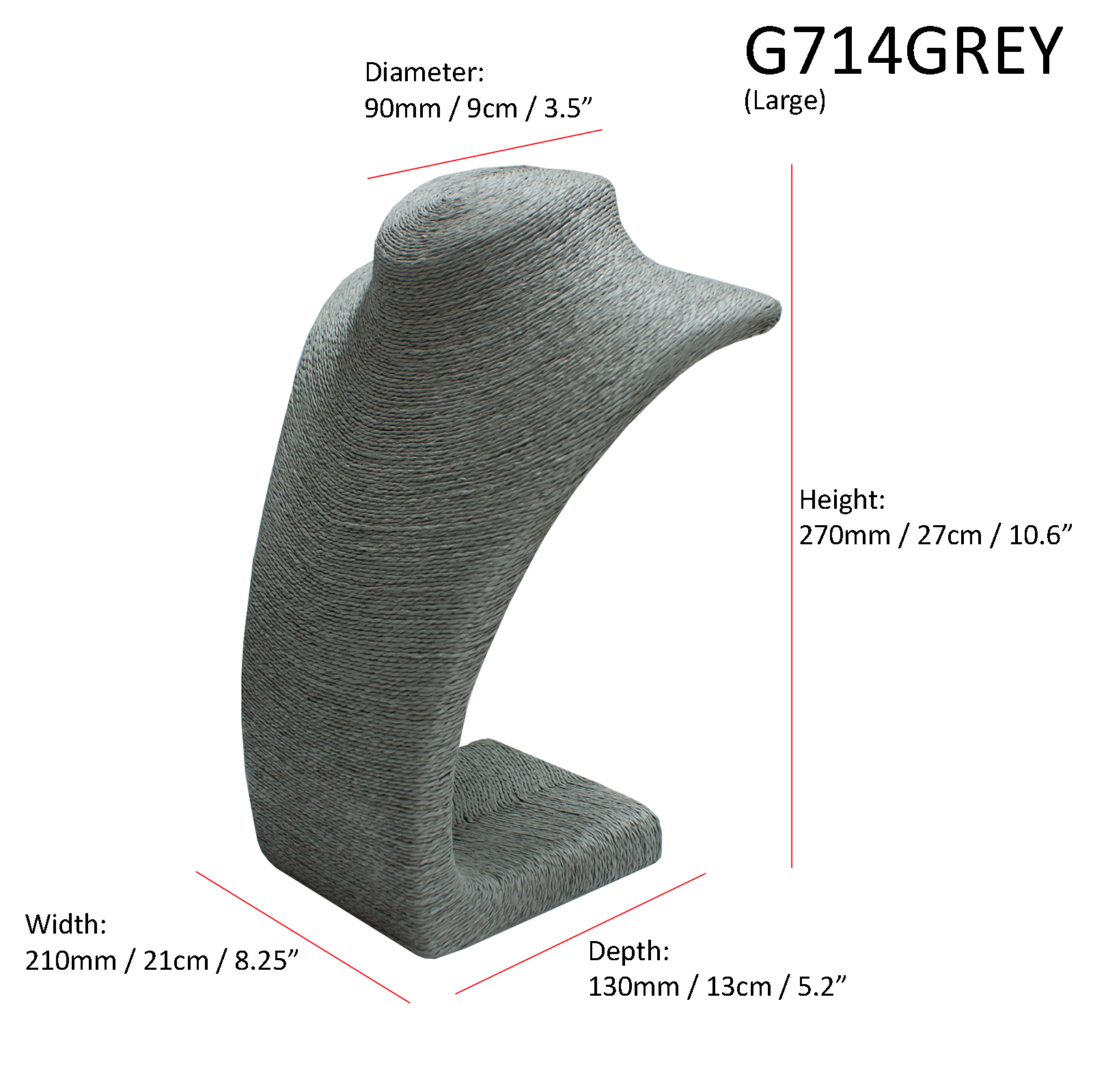 Necklace Display Busts in Grey Rattan Effect 3 Sizes Available (G7135GREY)