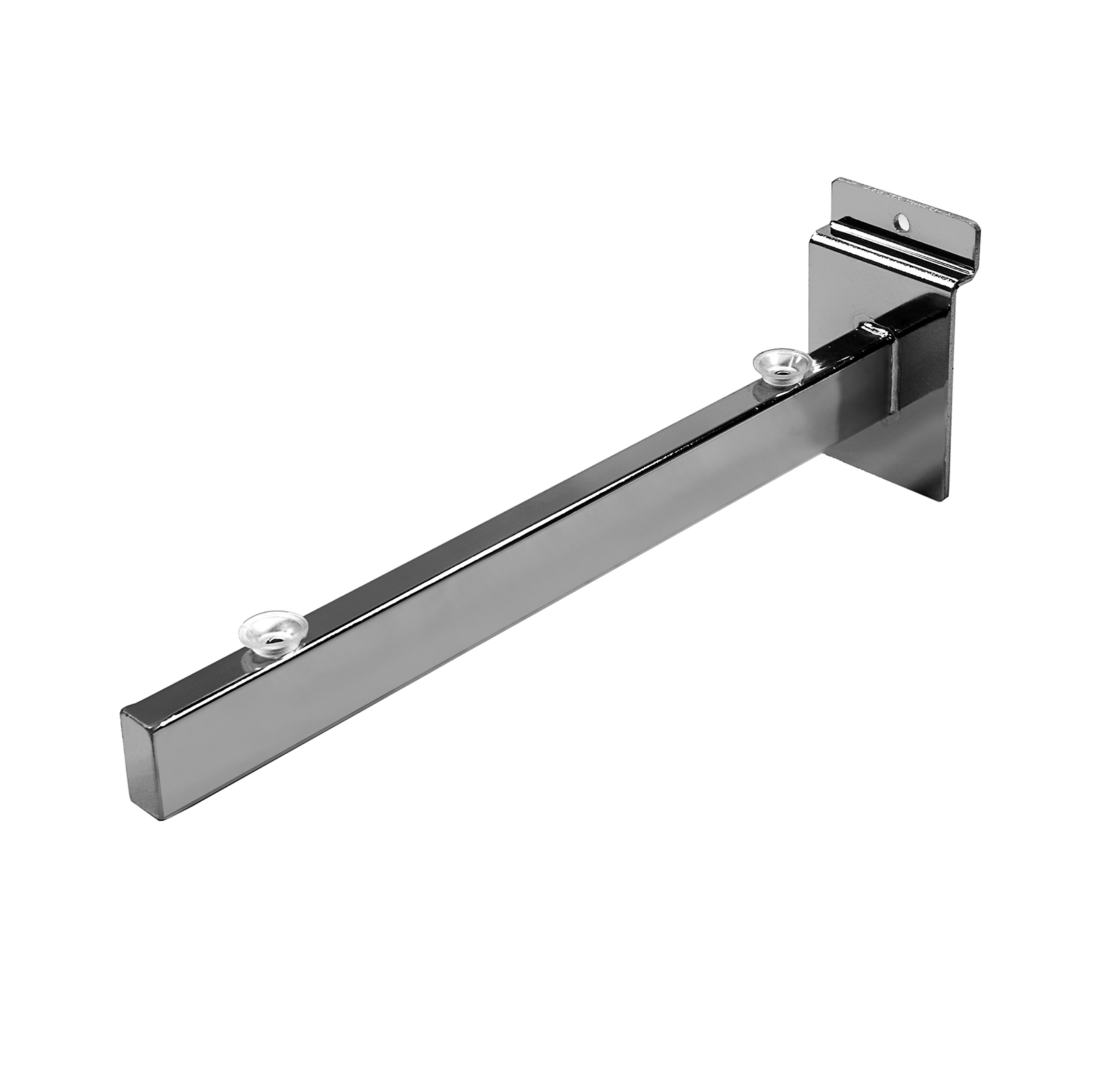 Slatwall Shelf Brackets in Chrome For Acrylic or Glass Shelving (J57