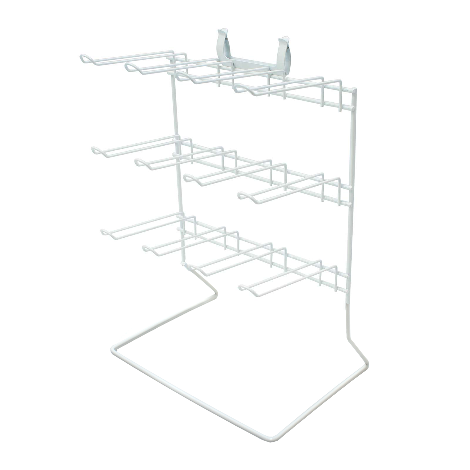 Counter Hook Stand 12 Fixed Hooks Retail Display Stand in White POS
