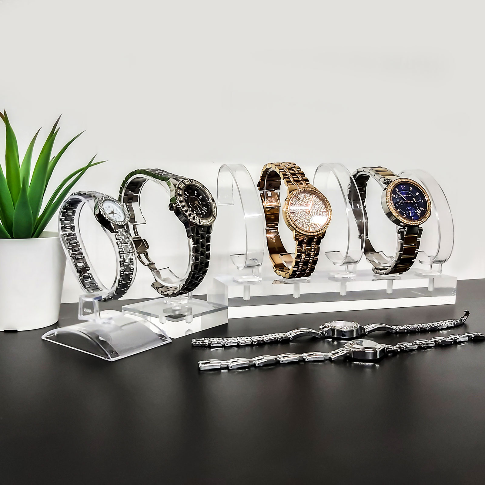 Watch Display Solid Clear Acrylic Base Multiple Watch Display (G107)
