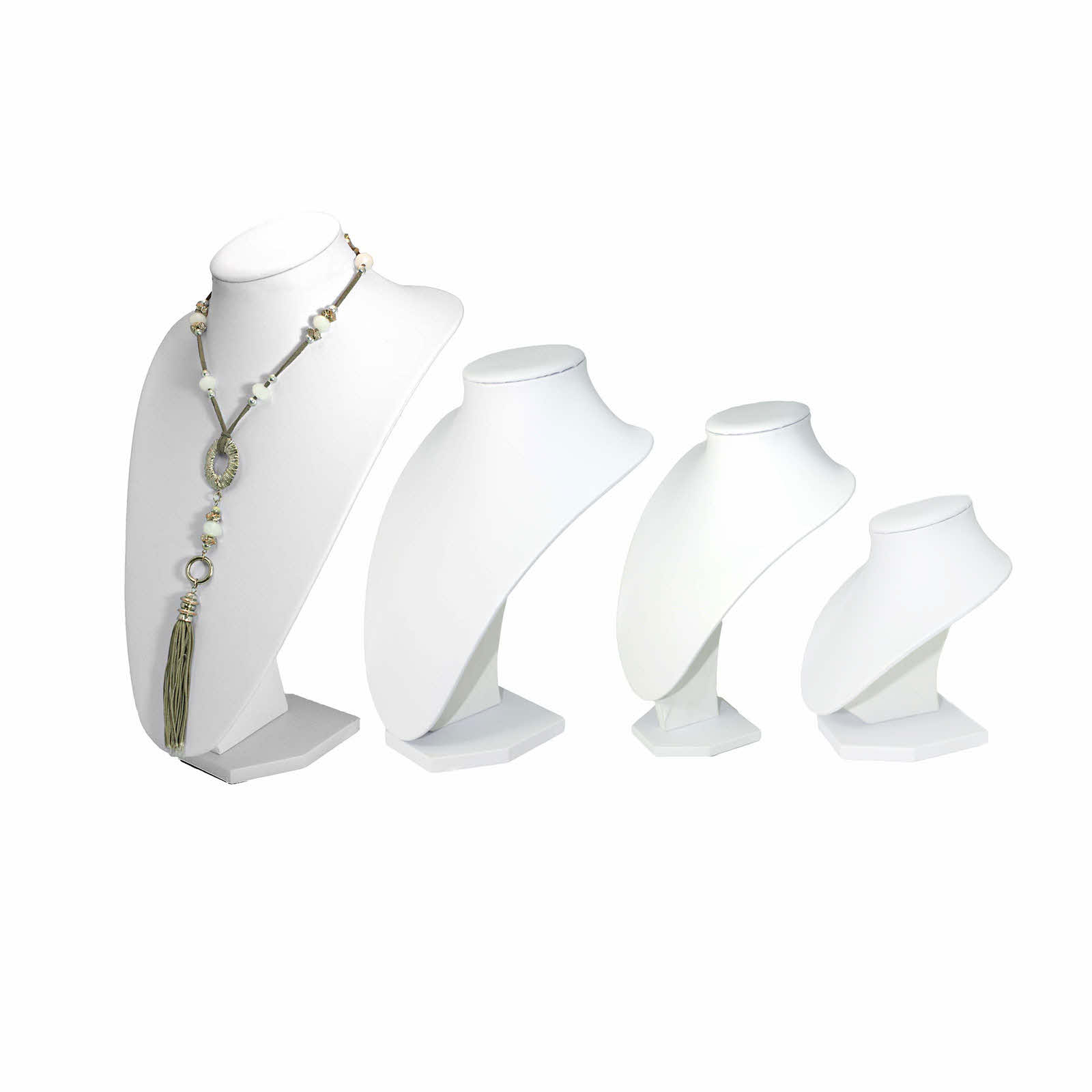 Necklace Display Busts Black Leatherette 4 Sizes Available (G4114BL)