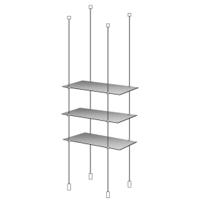 Suspended Shelving - 3 Acrylic Shelves & Cables - Complete Kit with 3 Shelf Sizes (DS230/2)