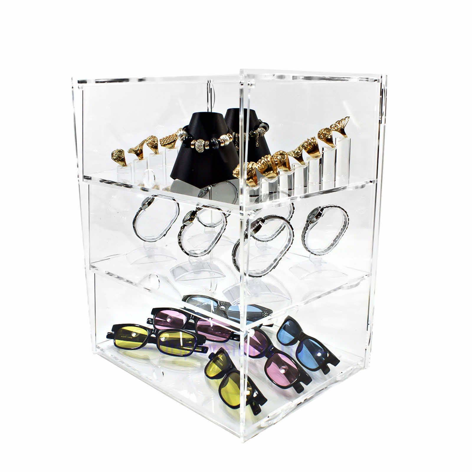 Acrylic Cabinet - Counter Top Catering Safety Display 3 Tier With Doors (DS30/3C)