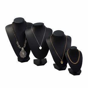Necklace Display Busts - Black Leatherette - 4 Sizes Available (G411-4BL)