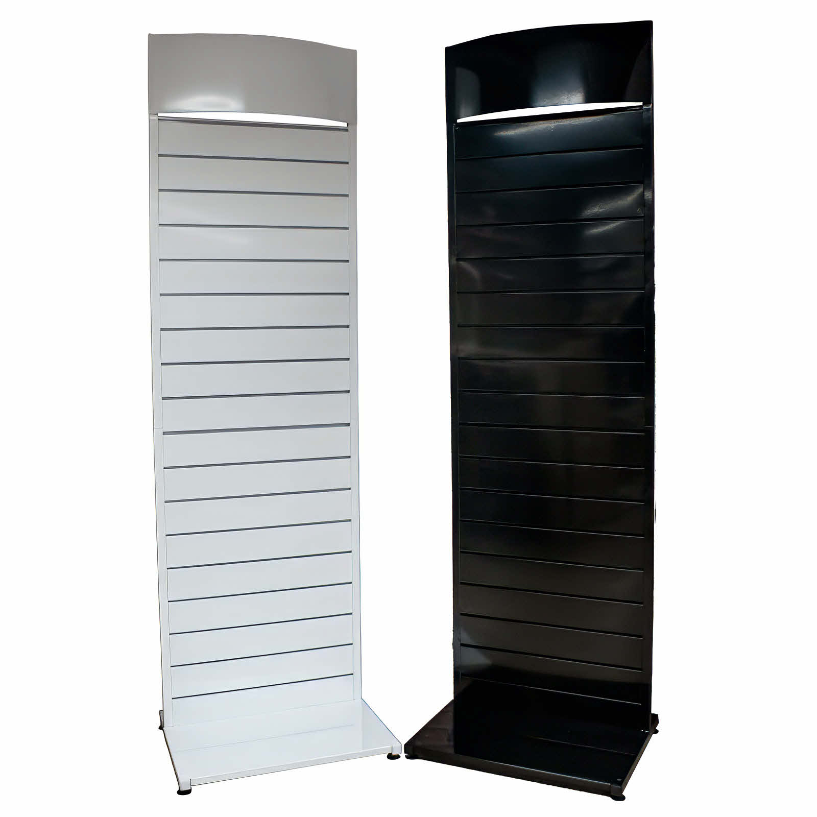 Metal Slatwall Stand with Bowed Header in Black and White (K137+)
