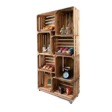 Crate Display - 8 Reclaimed Wood Crates - Freestanding Shelving Unit (CR8S2)