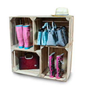 Crate Display - 4 Reclaimed Wood Crates - Freestanding Shelving Unit (CR8S3)