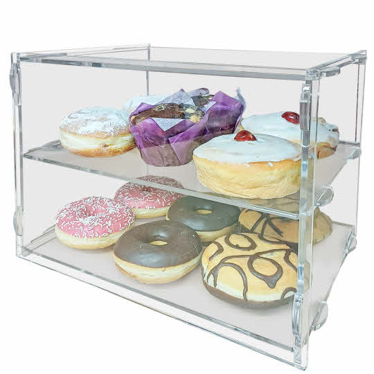 Acrylic Cabinet - Counter Top Catering Safety Display 2 Tier With Doors (DS30/2C)