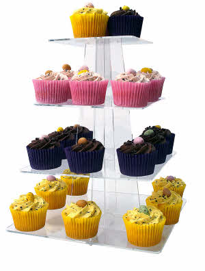 Acrylic Cupcake Counter Stand - Square 4 Tier (DSCS4SQ)