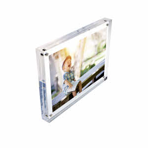 Photo Frame - Freestanding Polished Clear Acrylic Magnetic Frame in 8 Sizes (DSTF+) 
