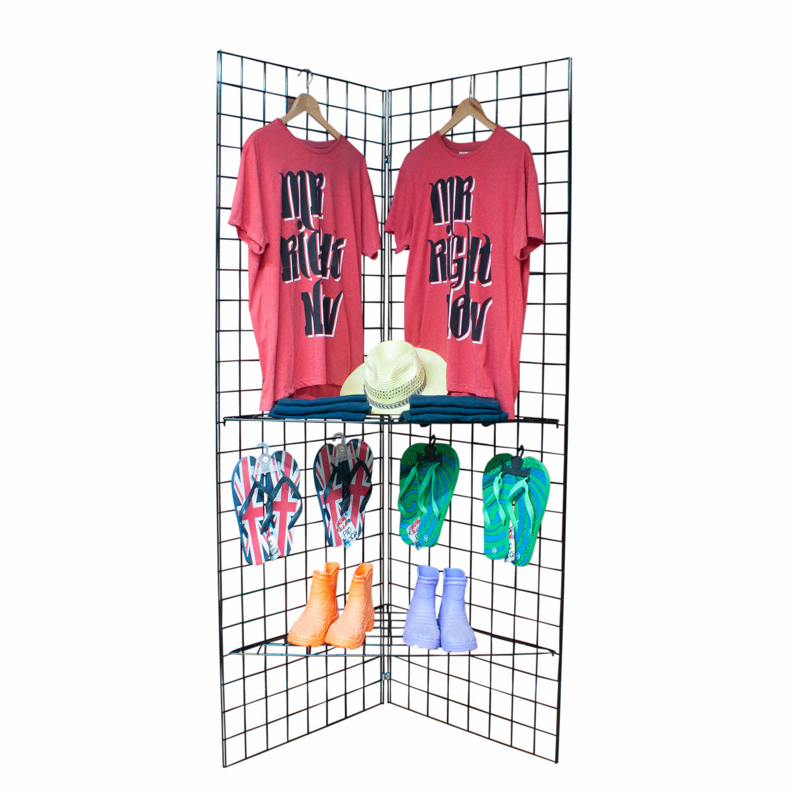 Grid Panel - 2 Panel Corner Shelving Display in Black - Retail Shop Fittings (E3J22/BLK) 