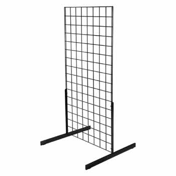 Grid Panel - 2 Way 4ft Floor Standing Black Display Retail Shop Fittings (E3J5B/4) 