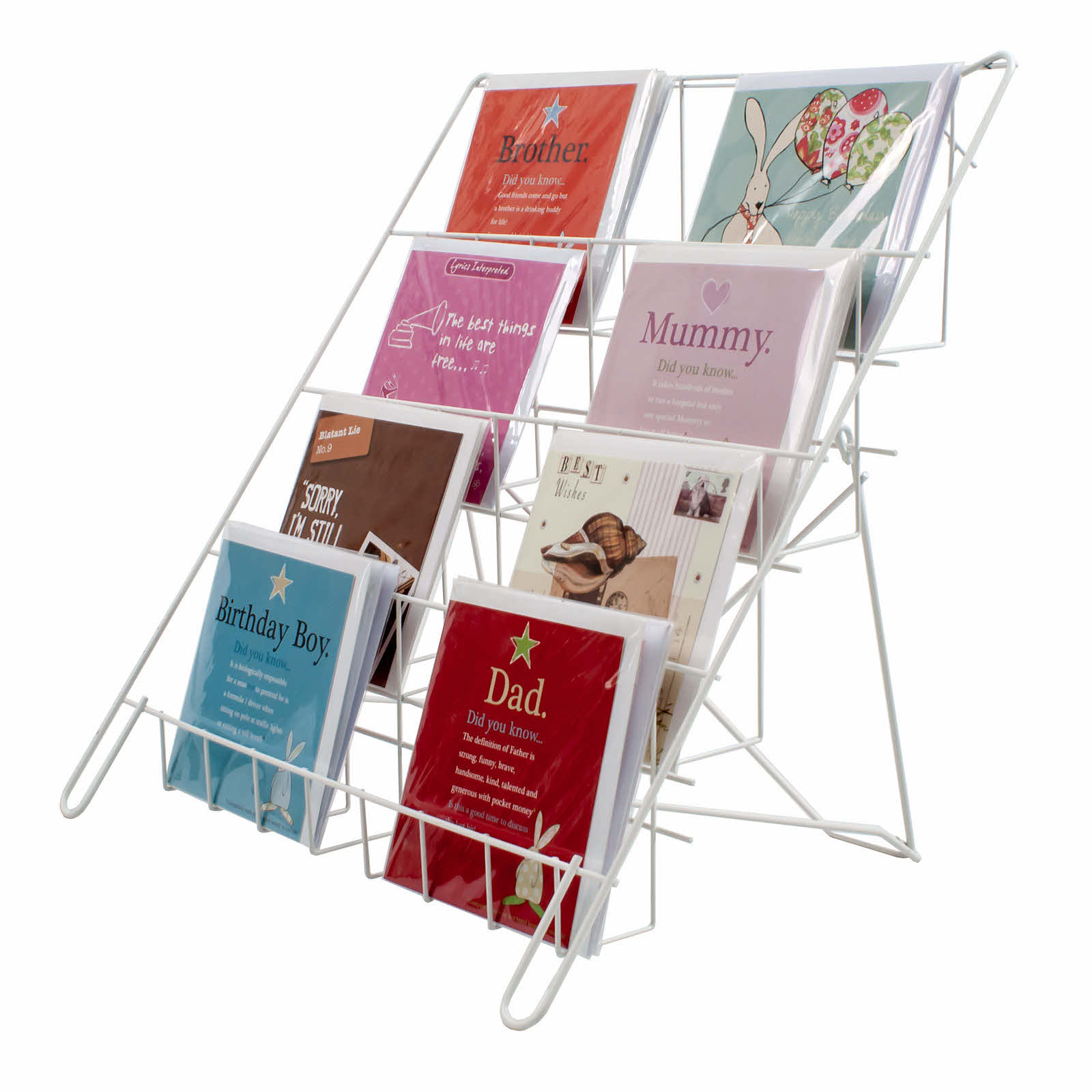 Card Stand - Counter Standing Collapsible Card or Book Display in Black or White (E8+) 