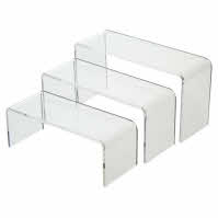 Acrylic Nesting Plinths  - Set of 3 Clear Risers for Shop Counter Display (G140) 