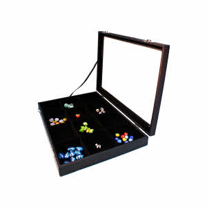 Display Case - For Samples, Beads & Buttons - Counter and Cabinet Display in Black with Lid (G225)