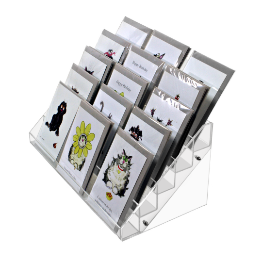 Acrylic Card Display - 5 Tiered - 409mm Wide - for Small Greetings Cards (G601)