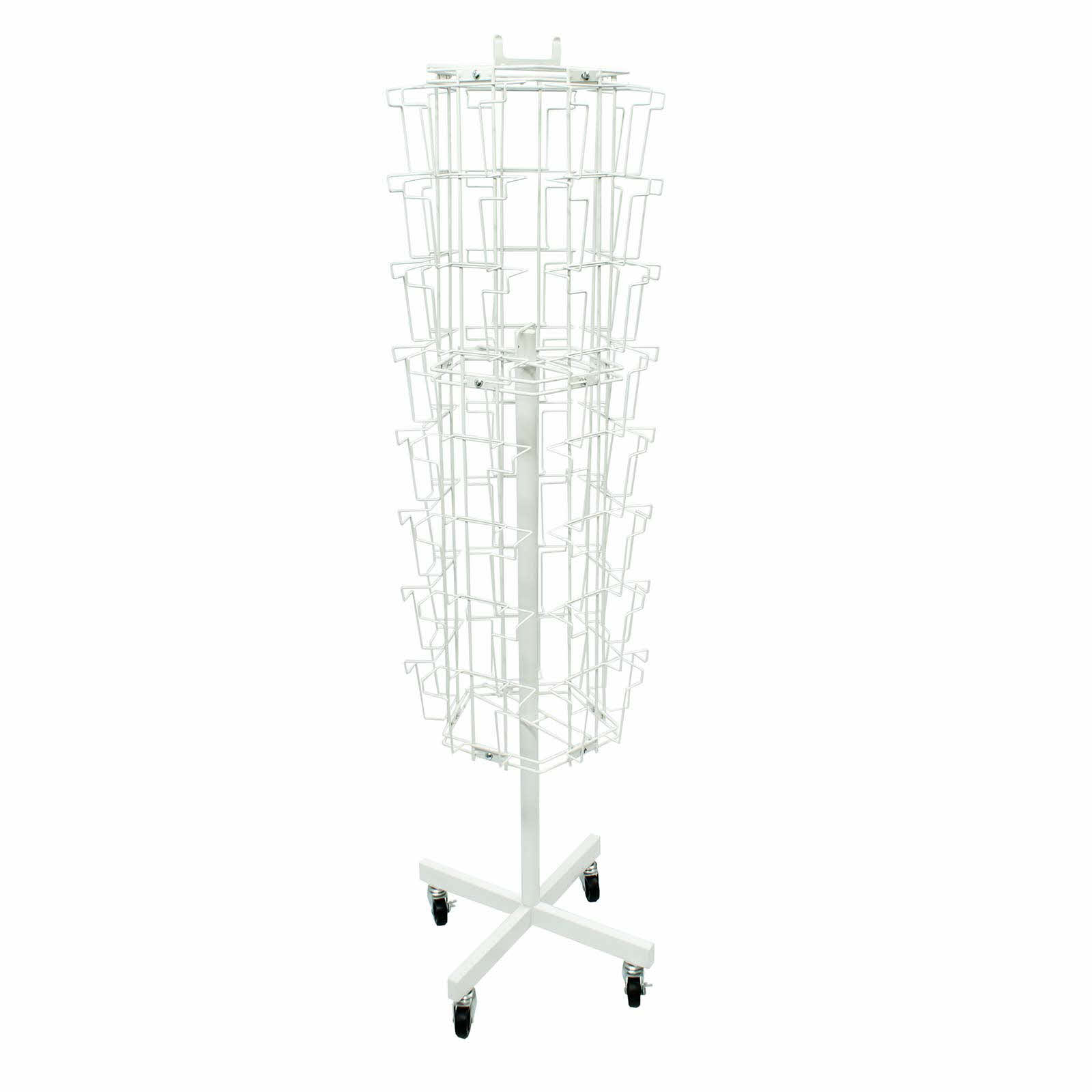 Card Stand - 40 x C5 Portrait Pockets for 165mm (6.5") x 220mm (8.6") Rotating Floor Stand in White (J16W)