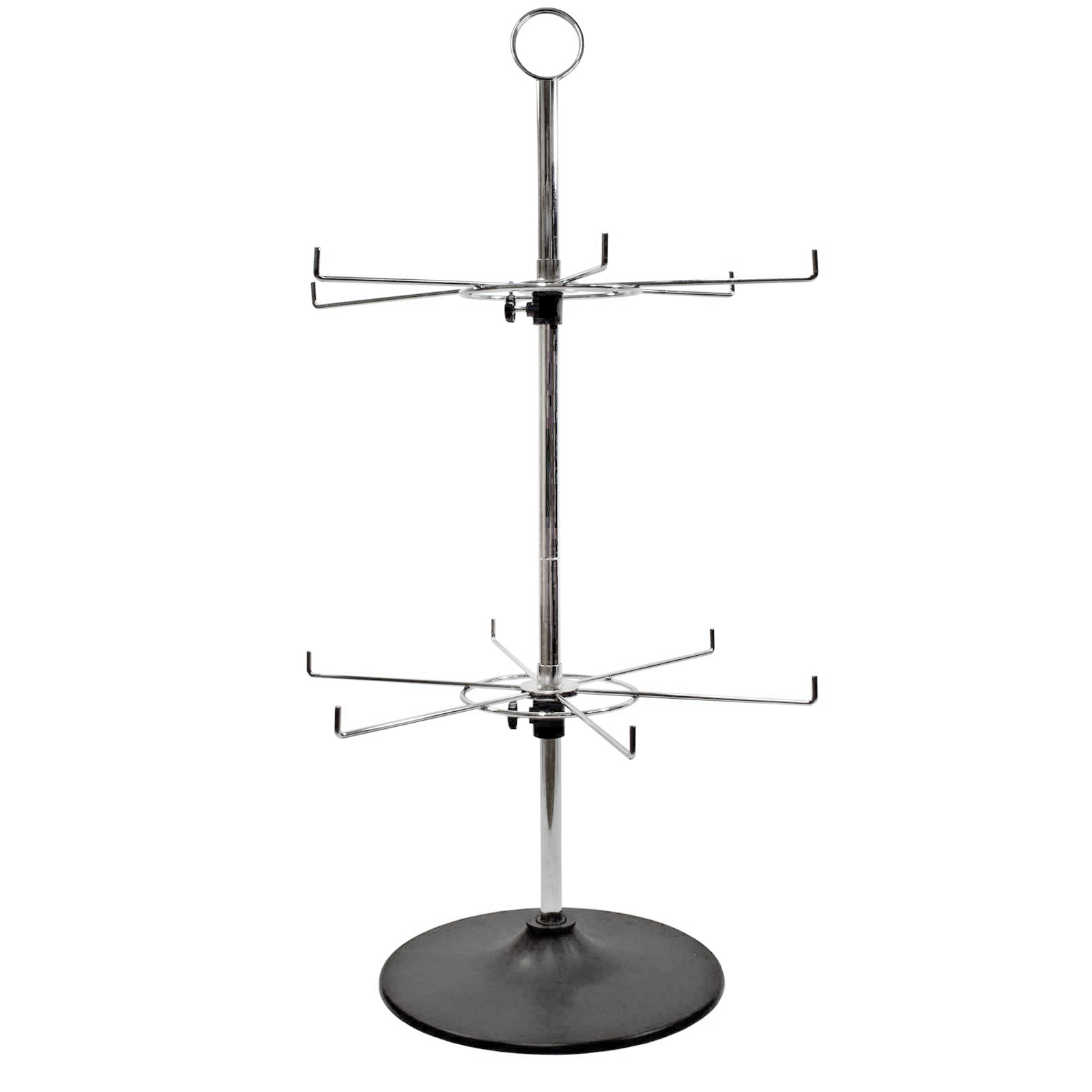 Rotary Hook Counter Stand - 2 Tiers - 12 Hook Shop Display in Chrome (J4/6) 