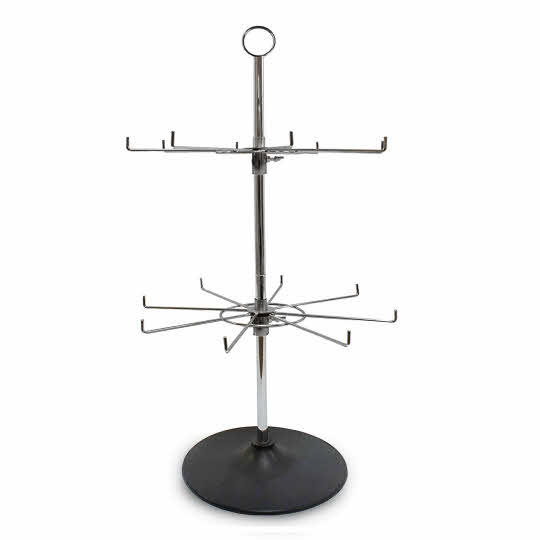 Rotary Hook Counter Stand - 2 Tiers - 16 Hook Shop Display in Chrome (J4) 