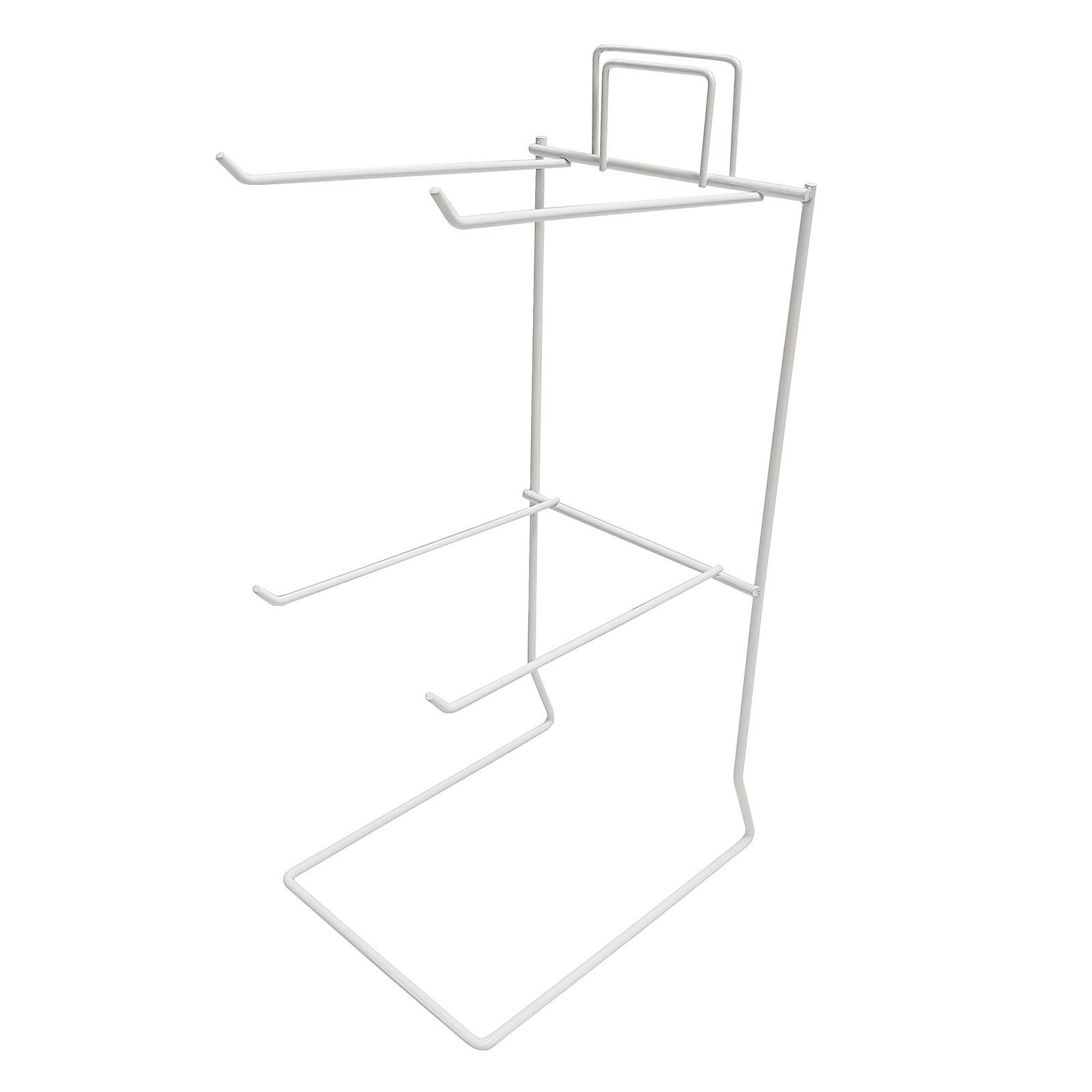 Counter Hook Stand - 4 Fixed Hooks - POS Shop Display with Header in White (J48) 