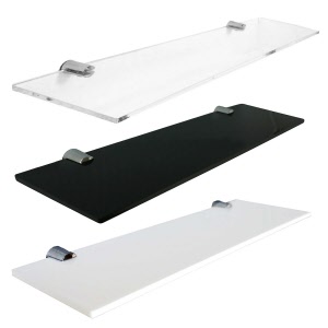 Acrylic Shelves - Wall Mounted Simple Flat Shelf - 300mm in 3 Colours with Brackets (DS810/30)