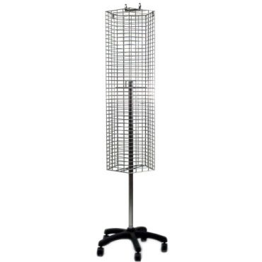 Mesh Panel Rotary Merchandise Display  - 5 Sides in Silver (K27)