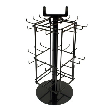 Rotary Hook Counter Stand  - 24 Hook - Shop Display for Pocket Gifts and Air Fresheners in Black (K66B) 