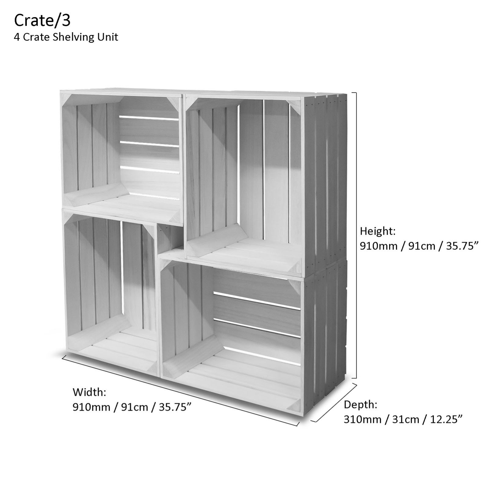 Crate Store - 4 Crate Square Shelving Display with Optional Base (CRATE/3)