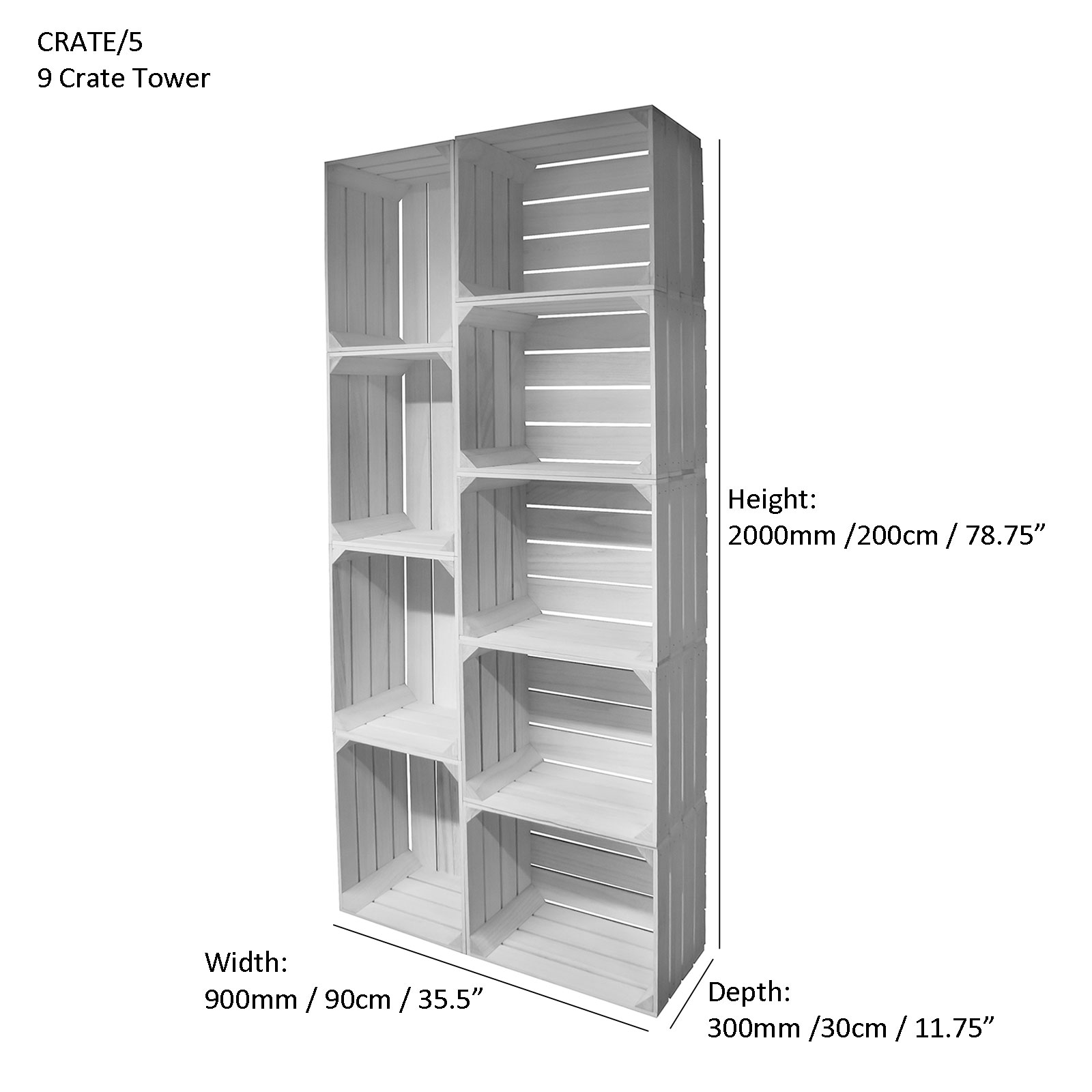 Crate Store - 9 Crate Wall Unit Display with Optional Base (CRATE/5)