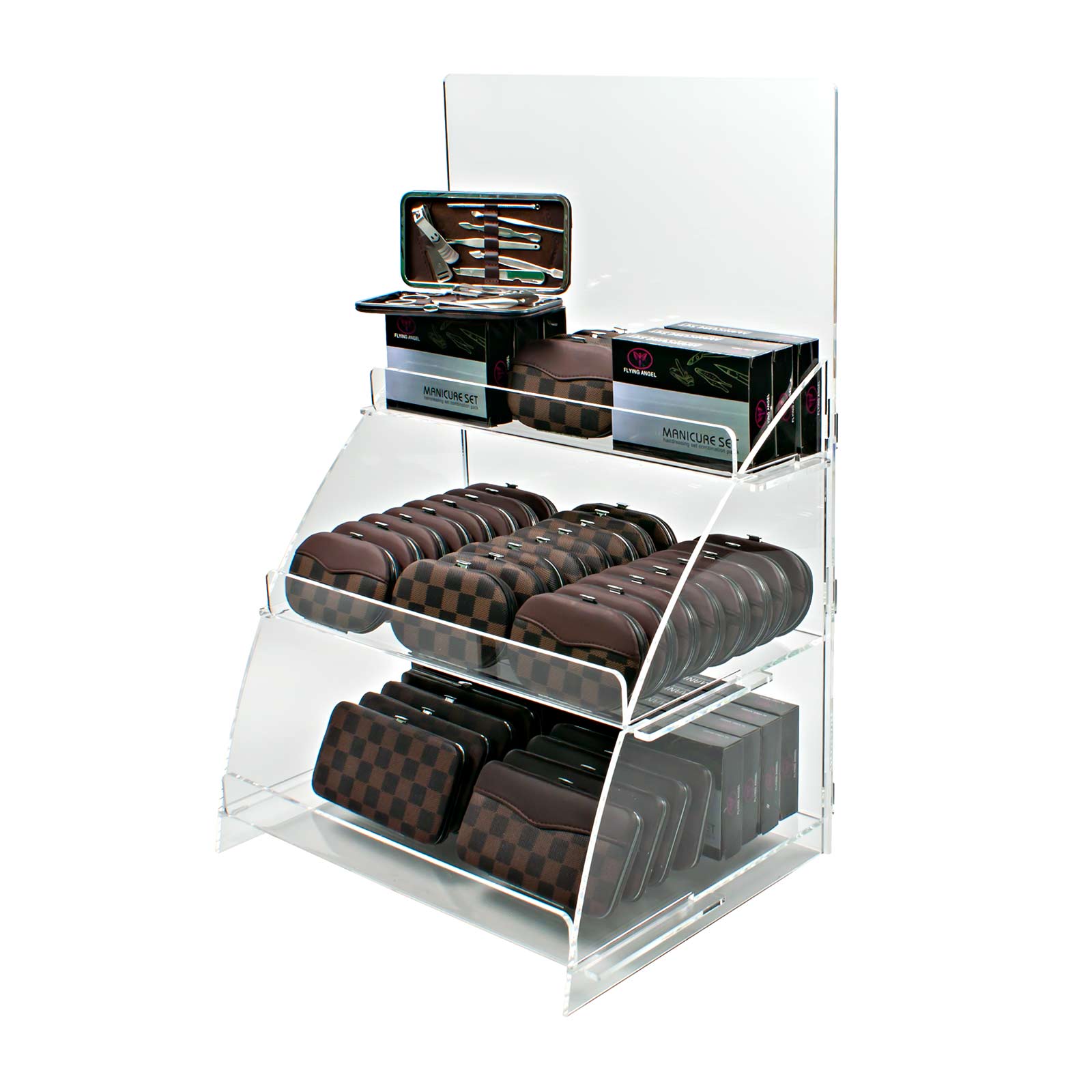 Acrylic Counter Merchandiser 3 Shelf Flat Pack Curved POS OFD Display