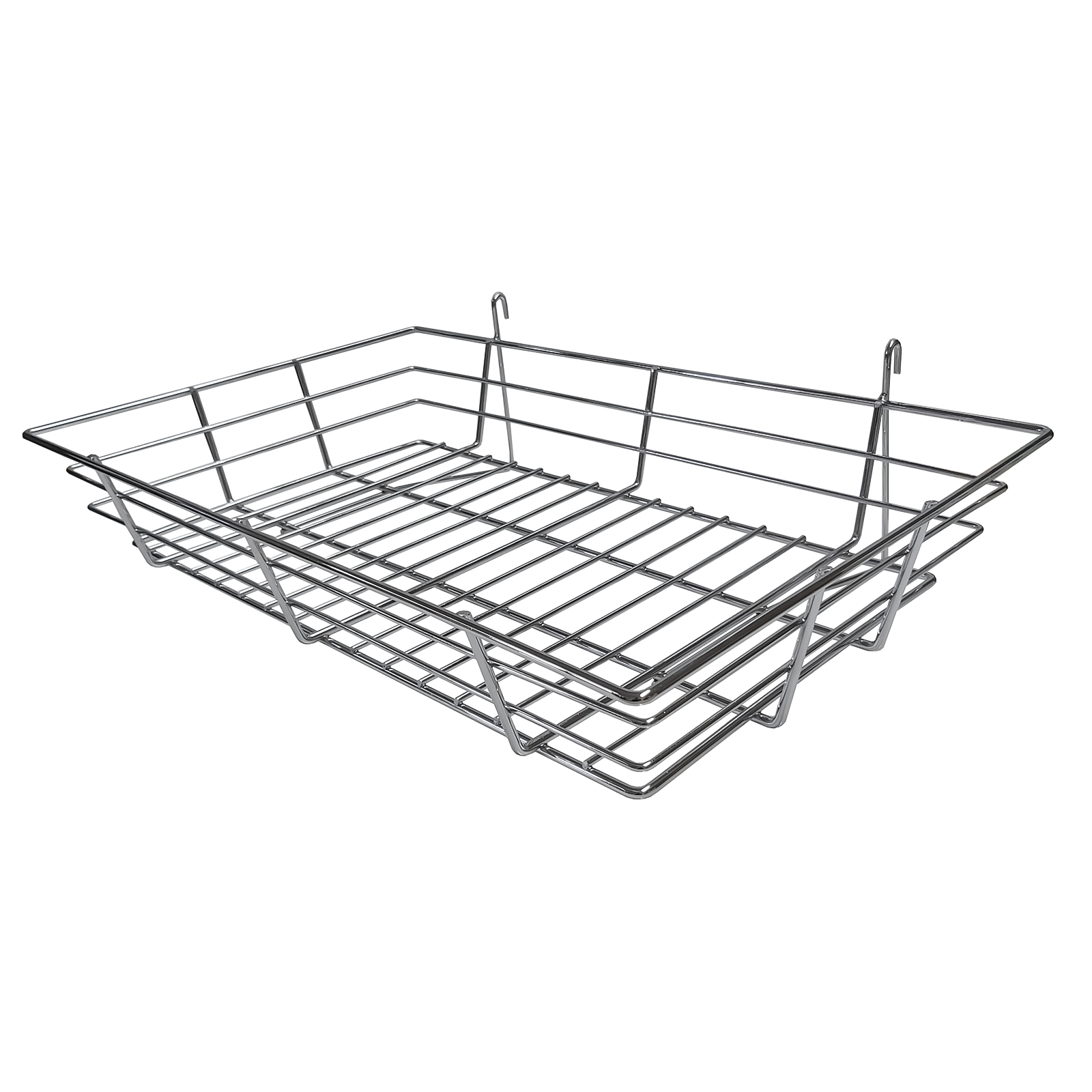 Heavy Duty Basket For Gridwall & Mesh Display 600mm Wide in Chrome (J91)