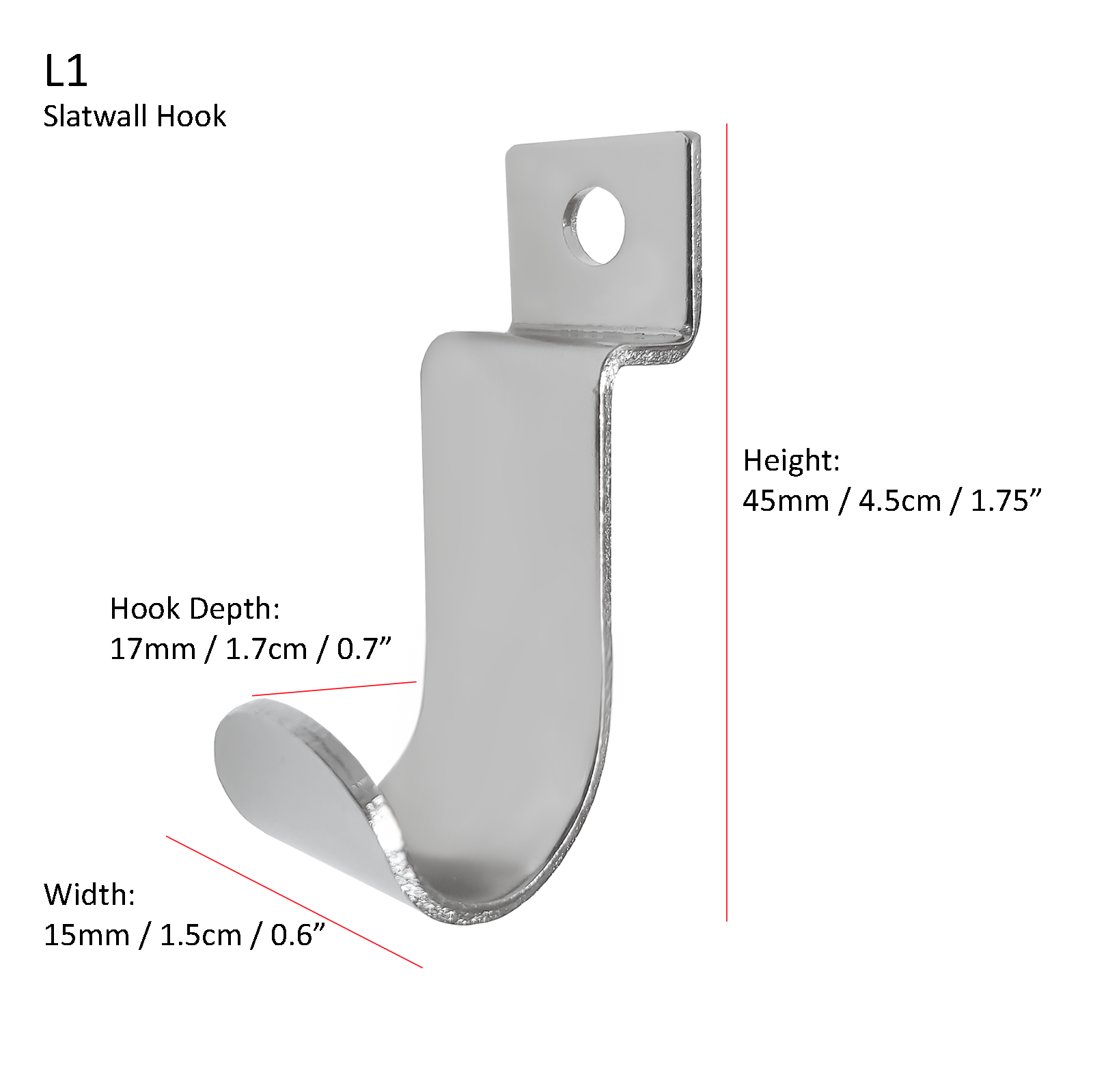 Slatwall Picture Hooks For Photo Frames Retail Shop Display in Chrome