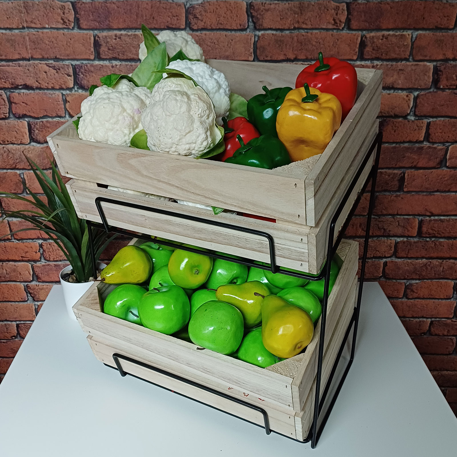 Counter Crate Stand With Black Wire Stand & 2 x Plain Crates (T101)