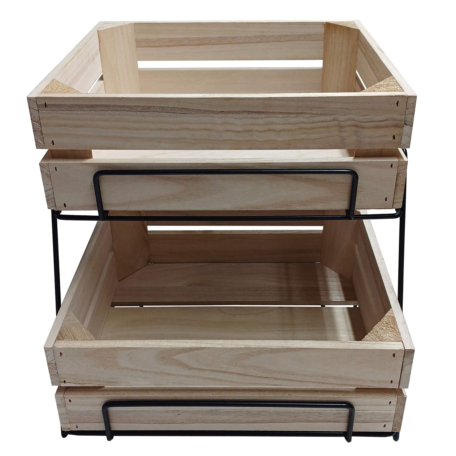 Counter Crate Stand With Black Wire Stand & 2 x Plain Crates (T101)