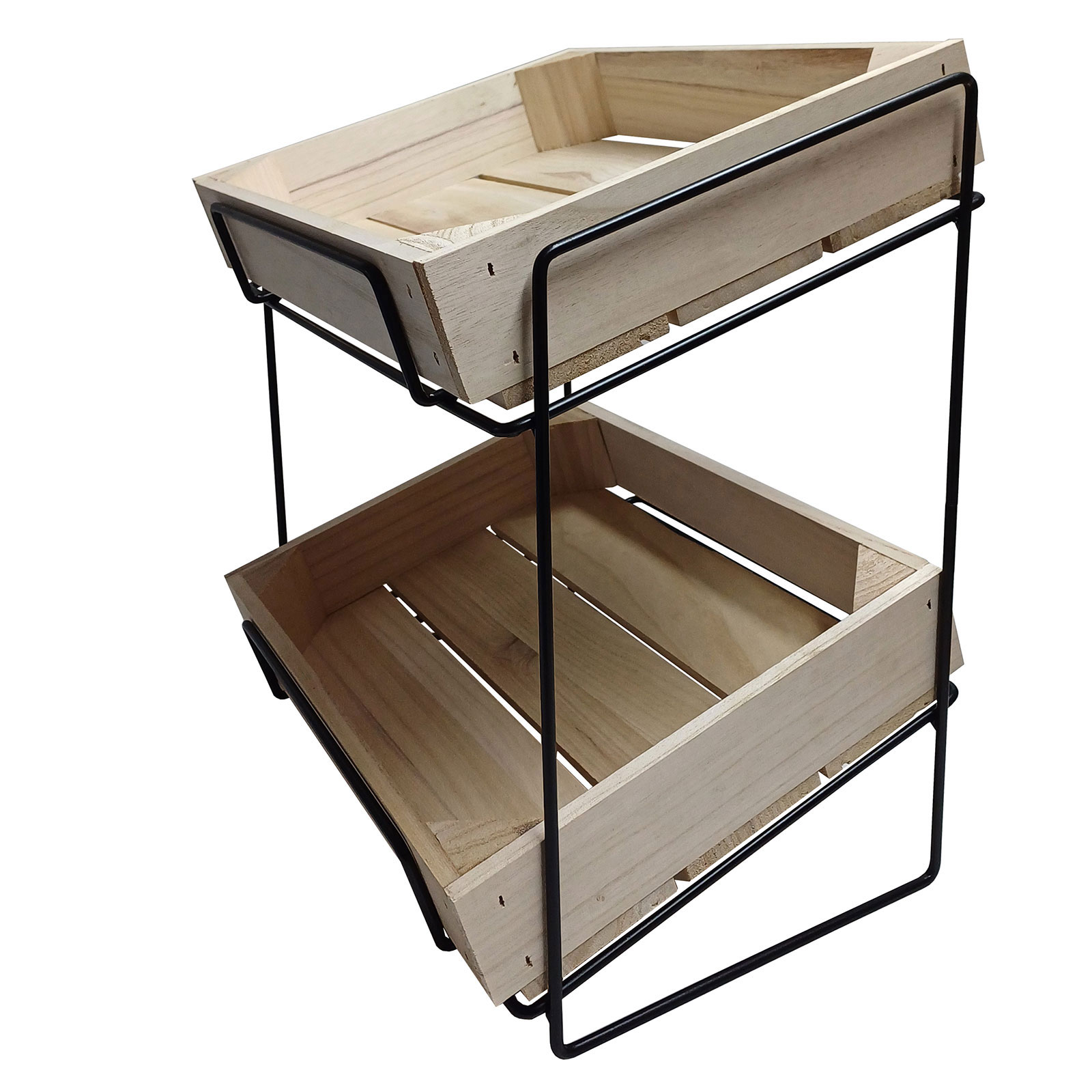Counter Crate Stand With Black Wire Stand & 2 x Plain Crate Trays (T105)