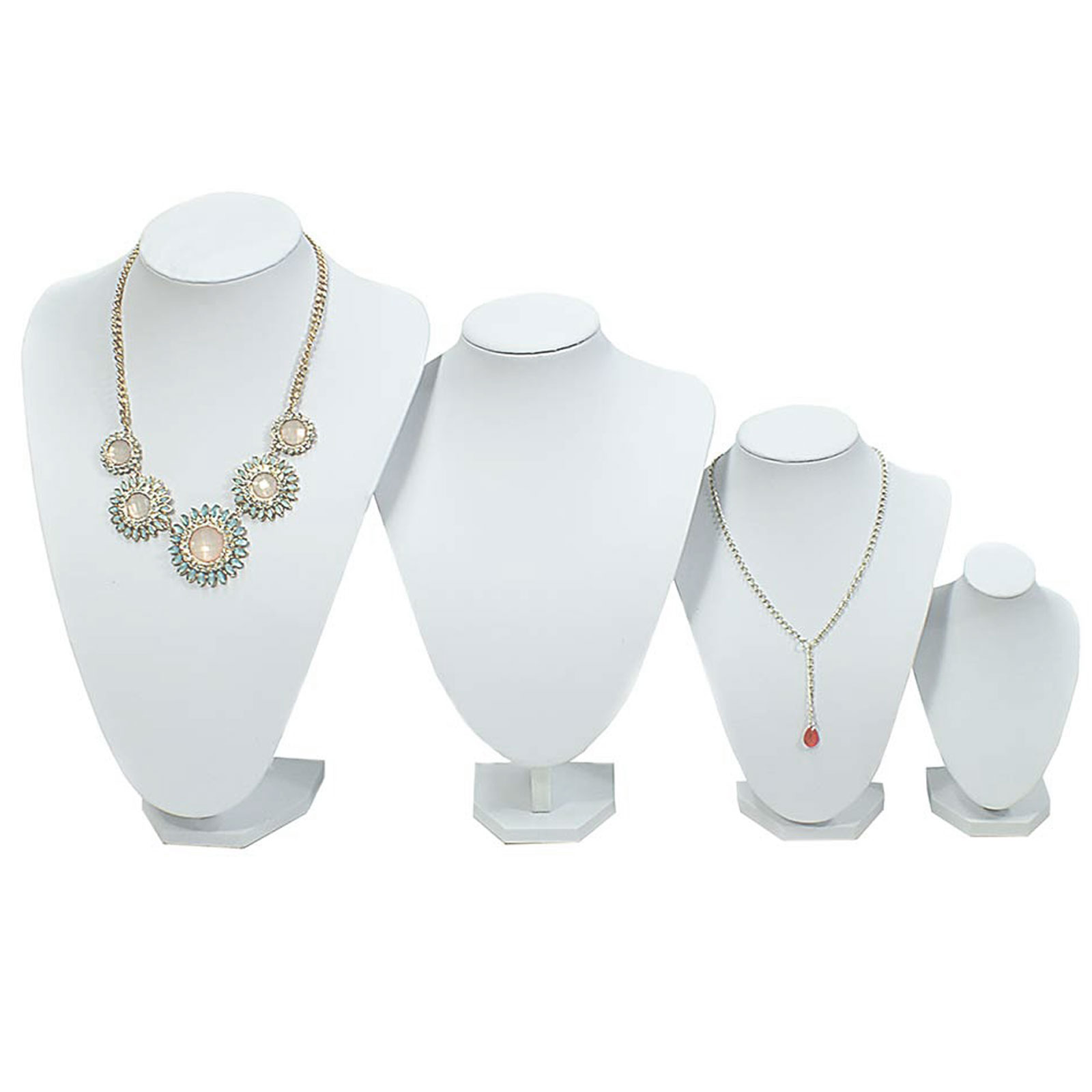 Necklace Display Busts White Leatherette Sizes Available