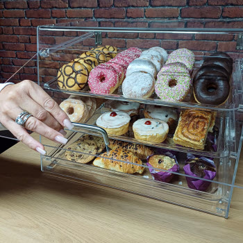 Steamer Food Bentism 2-Tier Acrylic Bakery Display Case Countertop