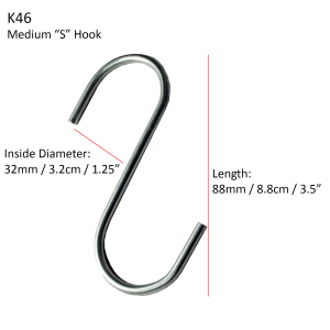 S Shaped Hooks For Hanging, Medium Duty, Shop Fittings (K45+)